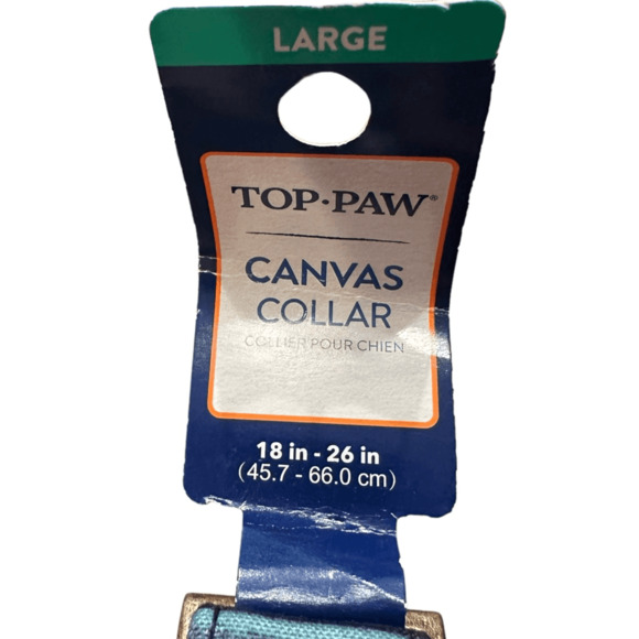 Top Paw Canvas Adjustable Blue Striped Dog Collar Size Medium D-Ring - Picture 4 of 4
